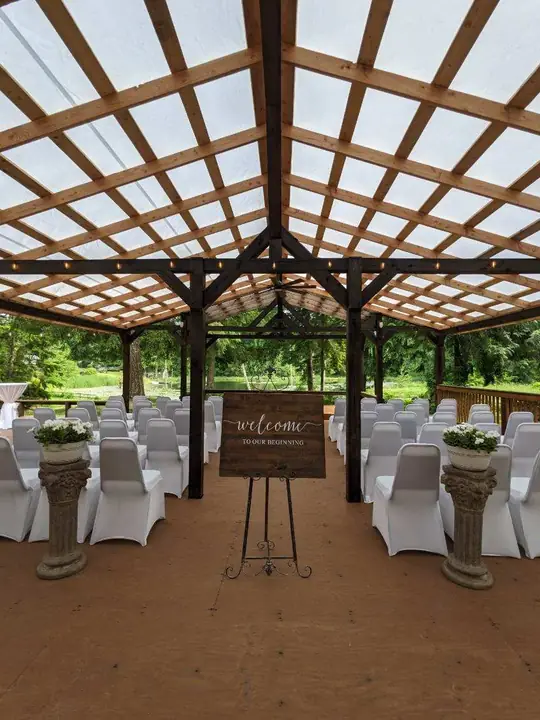A ceremony under the covered patio
